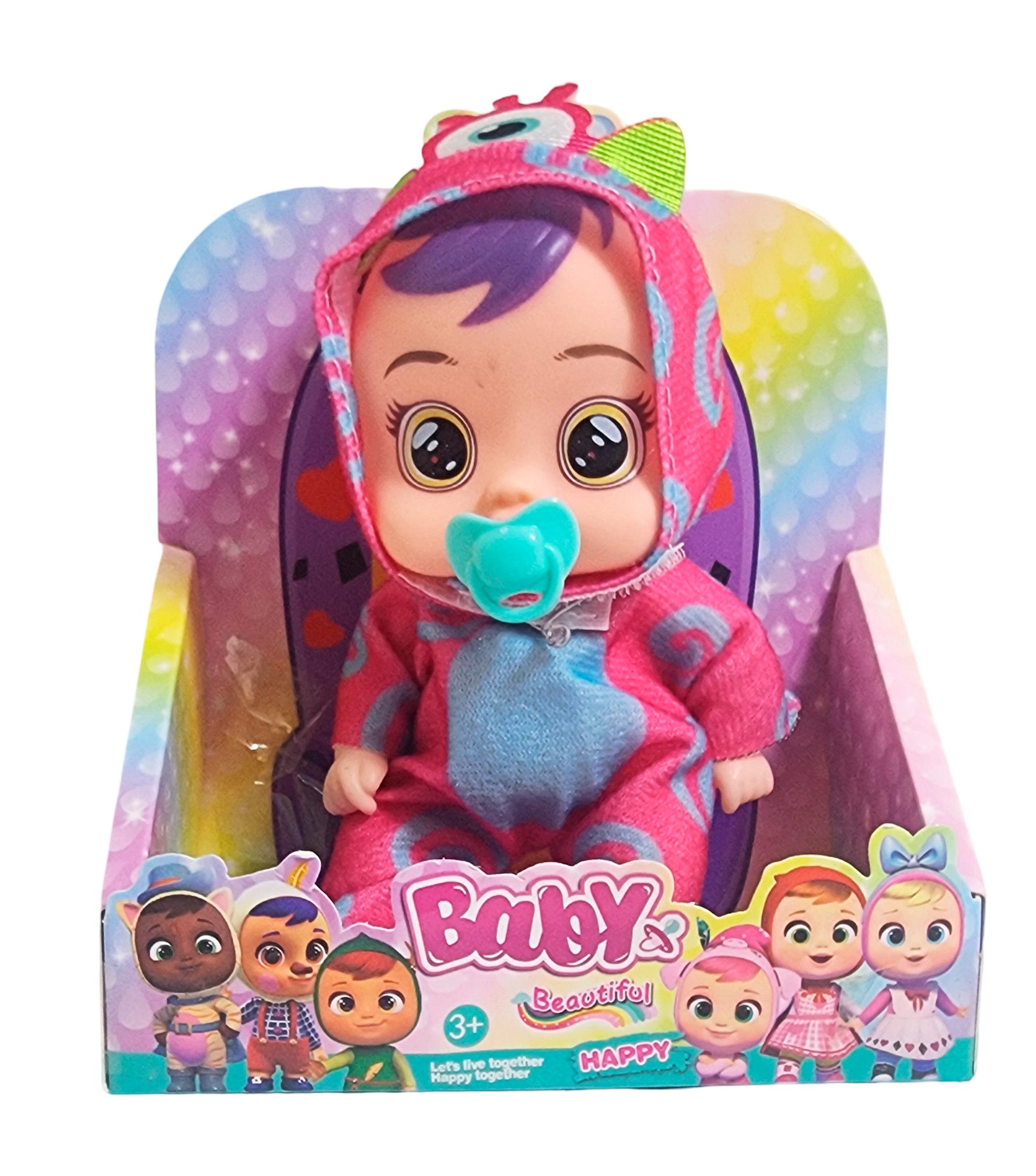 Muñeca Mini Pijama Colores + Chupo Y Tet